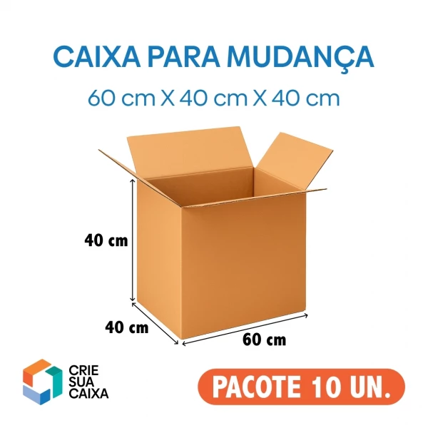 50 Caixas de Papelão Modelo Normal Papelão Duplo 60 x 40 x 40 cm 