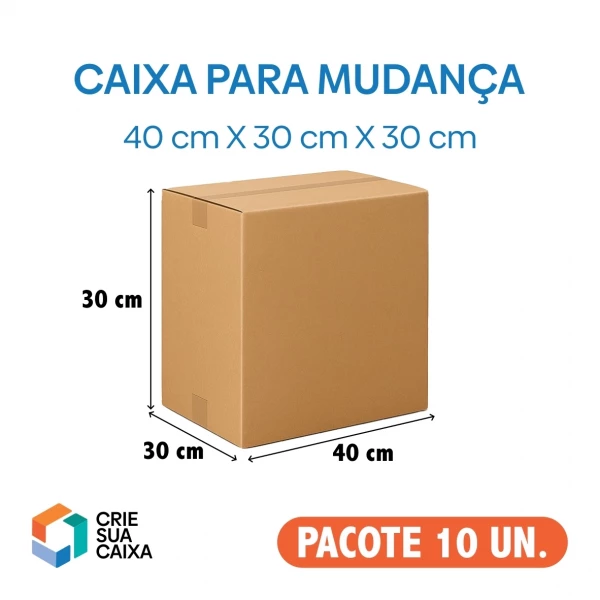 10 Caixas de Papelão Modelo Normal Papelão Duplo 40 x 30 x 30 cm 