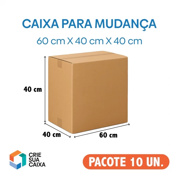 50 Caixas de Papelão Modelo Normal Papelão Duplo 60 x 40 x 40 cm 