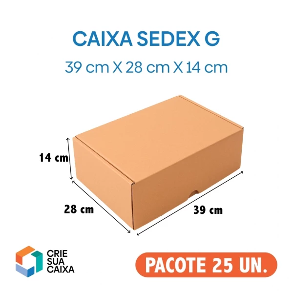 25 Caixas de Papelão Modelo Sedex Papelão Simples 39 x 28 x 14 cm 